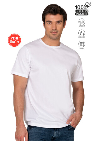 Özkan 12420 Erkek %100 Pamuklu Likrasız Penye Süprem Kumaş Kapalı Yaka Kısa Kollu T-shirt