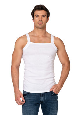 Özkan Underwear - Özkan 12458 Erkek %100 Pamuklu Kare Yaka İnce Askılı Ribana Esnek Rahat Atlet