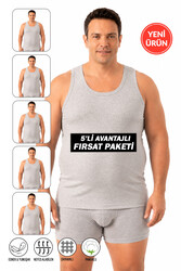 Özkan 12473 5'li Paket Erkek Pamuklu Ribana Esnek Rahat Kalın Askılı Büyük Beden Atlet - Thumbnail