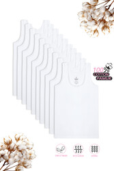 Özkan 1605 10'lu Paket Kız Çocuk %100 Pamuklu Ribana Yakası Dantel Detaylı Esnek Rahat Kalın Askılı Atlet - Thumbnail