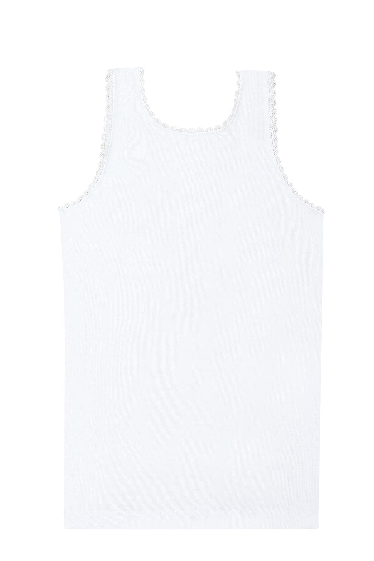 Özkan 1605 10'lu Paket Kız Çocuk %100 Pamuklu Ribana Yakası Dantel Detaylı Esnek Rahat Kalın Askılı Atlet