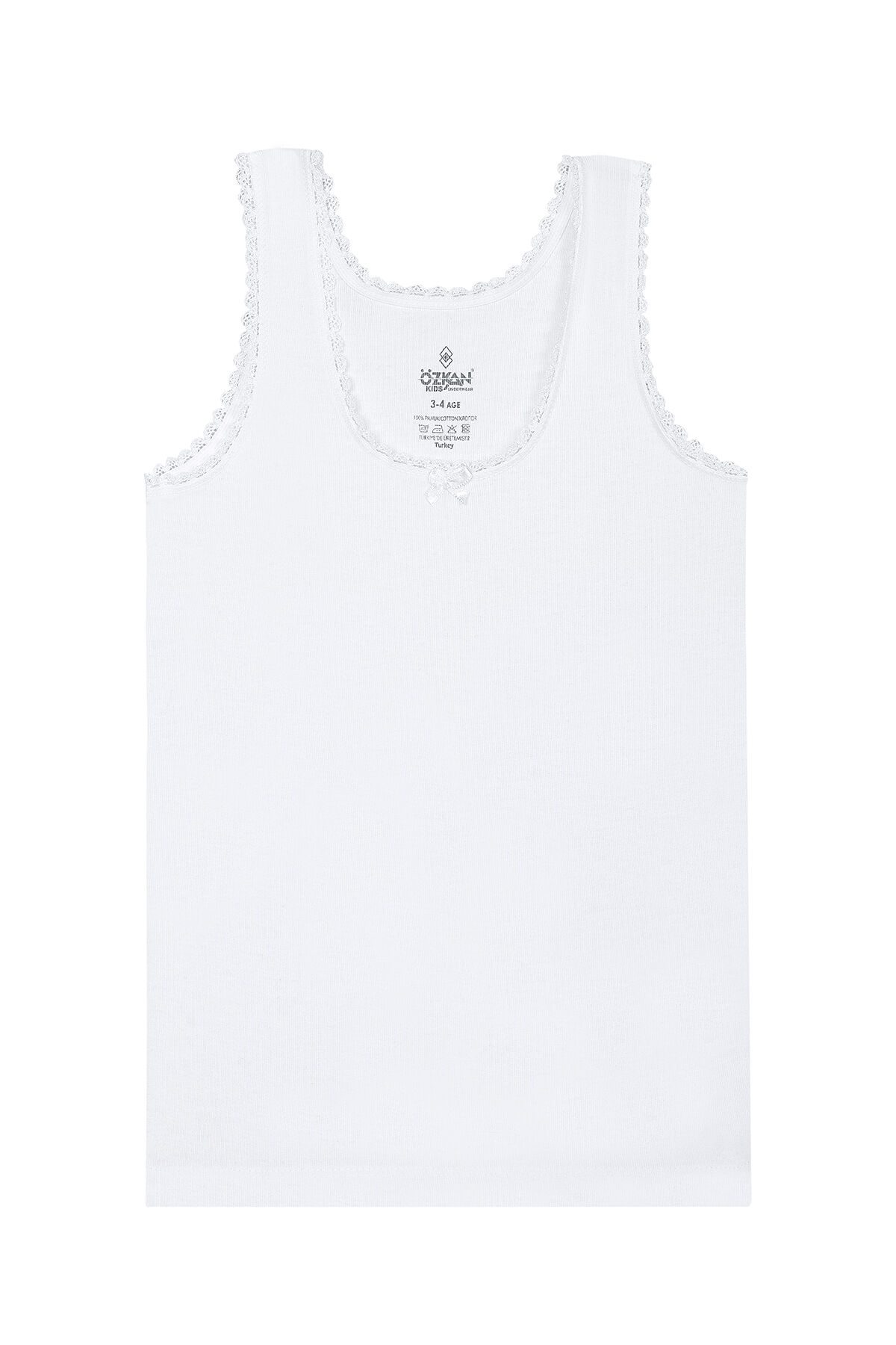 Özkan 1605 5'li Paket Kız Çocuk %100 Pamuklu Ribana Yakası Dantel Detaylı Esnek Rahat Kalın Askılı Atlet