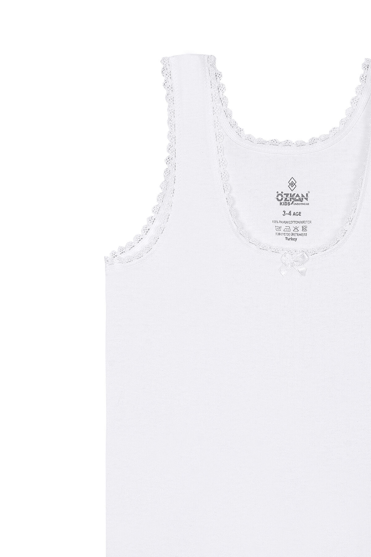 Özkan 1605 5'li Paket Kız Çocuk %100 Pamuklu Ribana Yakası Dantel Detaylı Esnek Rahat Kalın Askılı Atlet