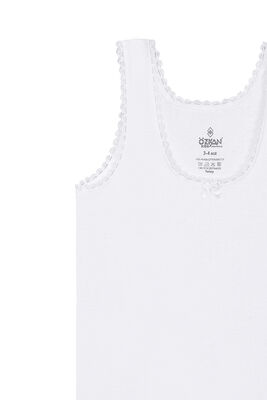 Özkan Underwear - Özkan 1605 5'li Paket Kız Çocuk %100 Pamuklu Ribana Yakası Dantel Detaylı Esnek Rahat Kalın Askılı Atlet (1)