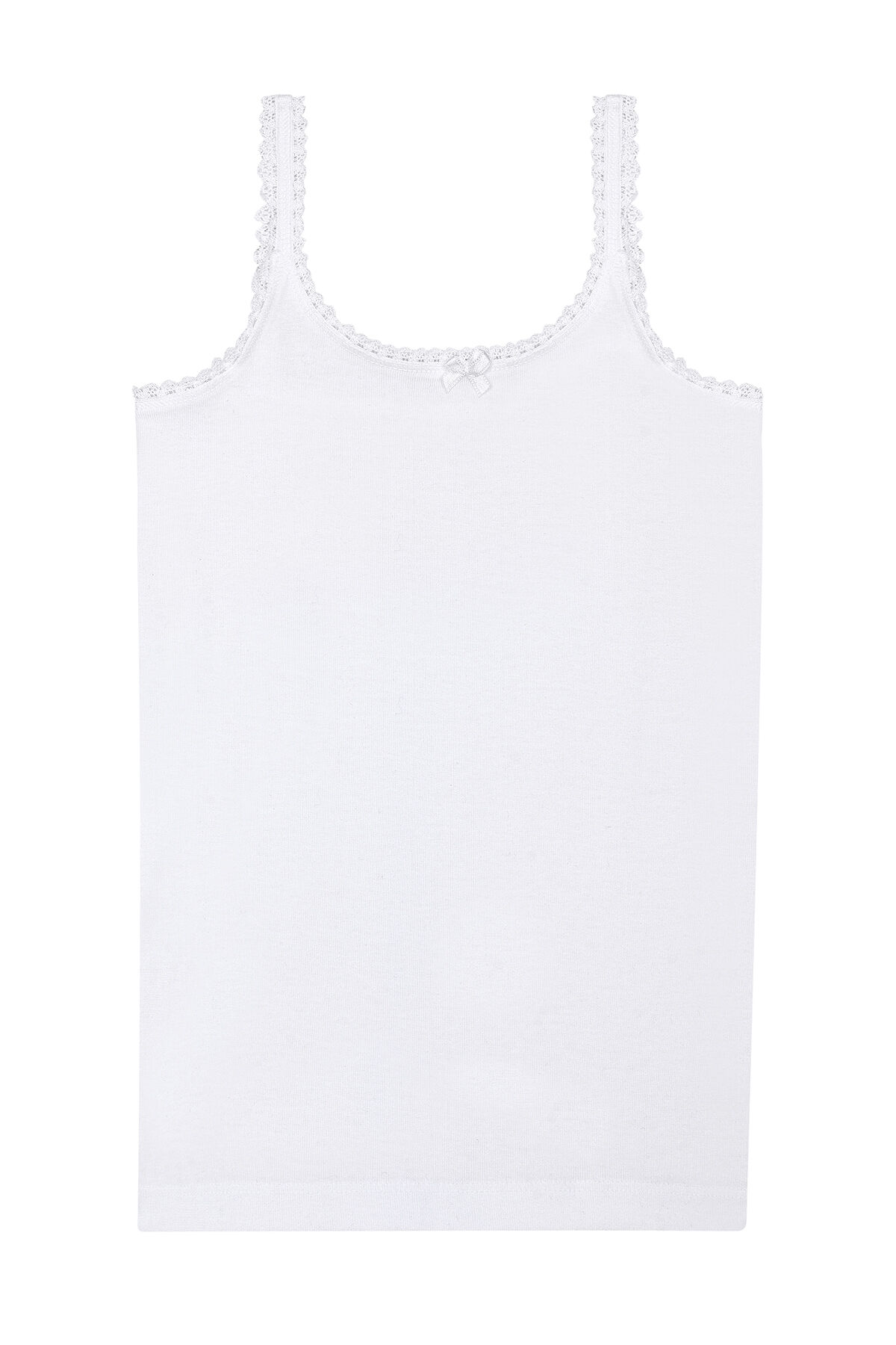 Özkan 1610 10'lu Paket Kız Çocuk %100 Pamuklu Ribana Yakası Dantel Detaylı Esnek Rahat İnce Askılı Örme Atlet