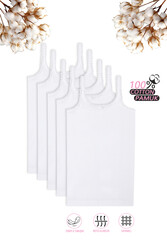 Özkan 1610 5'li Paket Kız Çocuk %100 Pamuklu Ribana Yakası Dantel Detaylı Esnek Rahat İnce Askılı Örme Atlet - Thumbnail