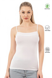 Özkan 2041 3'lü Paket Kadın Viskon Karışık Renk Yakası Saten Detaylı Esnek Yumuşak İnce Askılı Atlet - Thumbnail