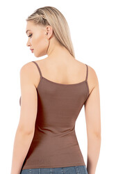 Özkan 2041 3'lü Paket Kadın Viskon Karışık Renk Yakası Saten Detaylı Esnek Yumuşak İnce Askılı Atlet - Thumbnail