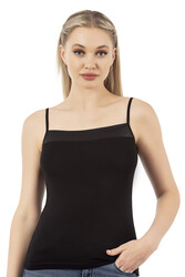 Özkan 2041 3'lü Paket Kadın Viskon Yakası Saten Detaylı Esnek Yumuşak İnce Askılı Atlet - Thumbnail