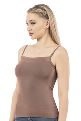 Özkan 2041 3'lü Paket Kadın Viskon Yakası Saten Detaylı Esnek Yumuşak İnce Askılı Atlet - Thumbnail