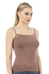 Özkan 2041 3'lü Paket Kadın Viskon Yakası Saten Detaylı Esnek Yumuşak İnce Askılı Atlet - Thumbnail