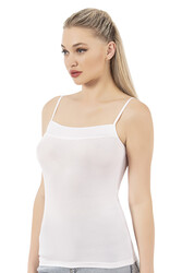 Özkan 2041 3'lü Paket Kadın Viskon Yakası Saten Detaylı Esnek Yumuşak İnce Askılı Atlet - Thumbnail