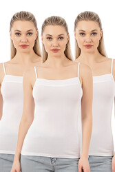 Özkan 2041 3'lü Paket Kadın Viskon Yakası Saten Detaylı Esnek Yumuşak İnce Askılı Atlet - Thumbnail