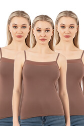 Özkan 2041 3'lü Paket Kadın Viskon Yakası Saten Detaylı Esnek Yumuşak İnce Askılı Atlet - Thumbnail