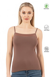 Özkan 2041 3'lü Paket Kadın Viskon Yakası Saten Detaylı Esnek Yumuşak İnce Askılı Atlet - Thumbnail