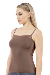 Özkan 2041 3'lü Paket Kadın Viskon Yakası Saten Detaylı Esnek Yumuşak İnce Askılı Atlet - Thumbnail