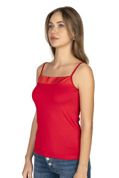 Özkan 2041 3'lü Paket Kadın Viskon Yakası Saten Detaylı Esnek Yumuşak İnce Askılı Atlet - Thumbnail