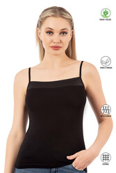 Özkan 2041 3'lü Paket Kadın Viskon Yakası Saten Detaylı Esnek Yumuşak İnce Askılı Atlet - Thumbnail