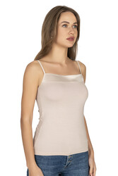 Özkan 2041 3'lü Paket Kadın Viskon Yakası Saten Detaylı Esnek Yumuşak İnce Askılı Atlet - Thumbnail