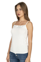 Özkan 2041 Kadın Premium Kumaş Viskon Yakası Saten Detaylı Esnek Yumuşak İnce Askılı Atlet - Thumbnail