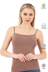 Özkan 2041 Kadın Premium Kumaş Viskon Yakası Saten Detaylı Esnek Yumuşak İnce Askılı Atlet - Thumbnail