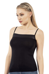 Özkan 2041 Kadın Premium Kumaş Viskon Yakası Saten Detaylı Esnek Yumuşak İnce Askılı Atlet - Thumbnail