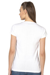 Özkan 2175 Kadın %100 Pamuklu Esnek Rahat Dantelli Güpürlü V Yaka Kısa Kollu Bluz - Thumbnail