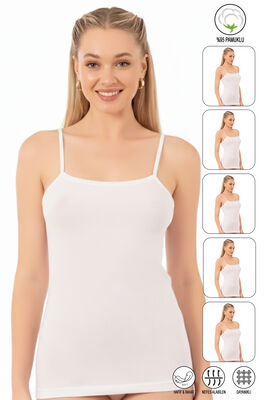 Özkan Underwear - Özkan 23319 5'li Paket Kadın %95 Pamuklu Likralı Süprem Esnek Rahat İnce Askılı Atlet