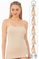 Özkan 23319 5'li Paket Kadın %95 Pamuklu Likralı Süprem Esnek Rahat İnce Askılı Atlet - Thumbnail