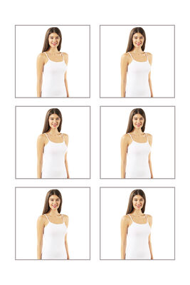 Özkan Underwear - Özkan 23319 6'lı Paket Kadın Pamuklu Likralı Süprem Esnek Rahat İnce Askılı Atlet