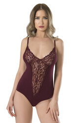 Özkan 23329 Kadın Dantel Detaylı Süprem Pamuklu Likralı İnce Askılı Çıtçıtlı Body Zıbın - Thumbnail