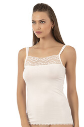 Özkan 23422 Kadın Modal Pamuklu Esnek Rahat Önü Dantel Detaylı İnce Askılı Örme Atlet - Thumbnail