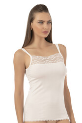 Özkan 23422 Kadın Modal Pamuklu Esnek Rahat Önü Dantel Detaylı İnce Askılı Örme Atlet - Thumbnail