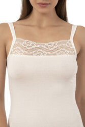 Özkan 23422 Kadın Modal Pamuklu Esnek Rahat Önü Dantel Detaylı İnce Askılı Örme Atlet - Thumbnail