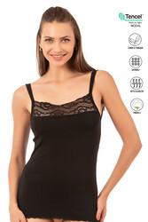 Özkan 23422 Kadın Modal Pamuklu Esnek Rahat Önü Dantel Detaylı İnce Askılı Örme Atlet - Thumbnail