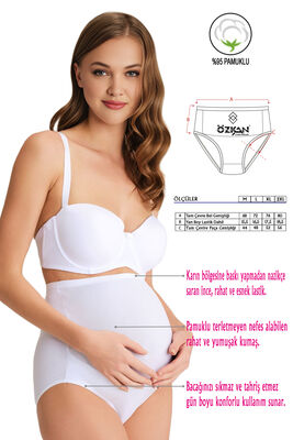 Özkan Underwear - Özkan 23582 5'li Paket Kadın Pamuklu Likralı Süprem Hamile Lohusa Yüksek Bel Bato Külot (1)