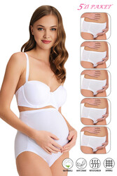 Özkan 23582 5'li Paket Kadın Pamuklu Likralı Süprem Hamile Lohusa Yüksek Bel Bato Külot - Thumbnail