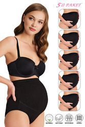 Özkan 23582 5'li Paket Kadın Pamuklu Likralı Süprem Hamile Lohusa Yüksek Bel Bato Külot - Thumbnail