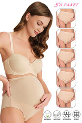 Özkan 23582 5'li Paket Kadın Pamuklu Likralı Süprem Hamile Lohusa Yüksek Bel Bato Külot - Thumbnail