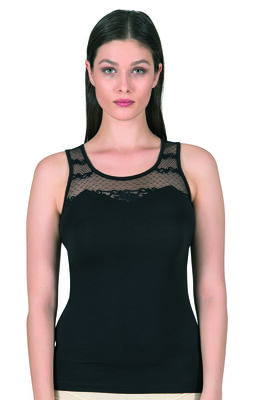 Özkan Underwear - Özkan 24185 Kadın Pamuklu Likralı Dantelli Robalı Süprem Atlet