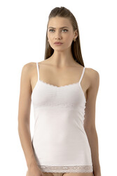 Özkan 24186 Kadın Pamuklu Likralı Süprem Dantel Kuplu İnce Askılı Atlet - Thumbnail