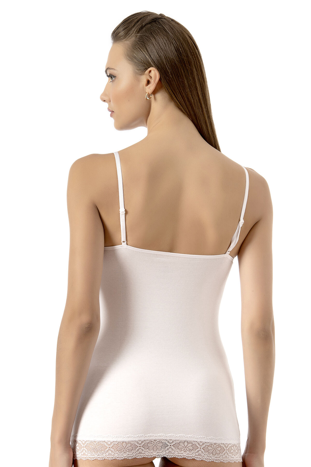 Özkan 24186 Kadın Pamuklu Likralı Süprem Dantel Kuplu İnce Askılı Atlet