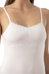 Özkan 24186 Kadın Pamuklu Likralı Süprem Dantel Kuplu İnce Askılı Atlet - Thumbnail