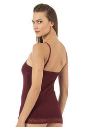 Özkan 24186 Kadın Pamuklu Likralı Süprem Dantel Kuplu İnce Askılı Atlet - Thumbnail