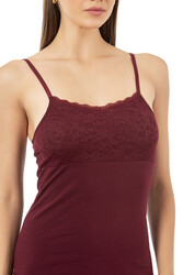 Özkan 24186 Kadın Pamuklu Likralı Süprem Dantel Kuplu İnce Askılı Atlet - Thumbnail