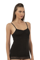 Özkan 24186 Kadın Pamuklu Likralı Süprem Dantel Kuplu İnce Askılı Atlet - Thumbnail