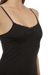 Özkan 24186 Kadın Pamuklu Likralı Süprem Dantel Kuplu İnce Askılı Atlet - Thumbnail