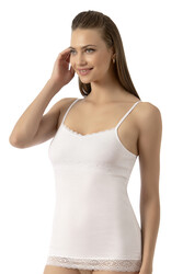 Özkan 24186 Kadın Pamuklu Likralı Süprem Dantel Kuplu İnce Askılı Atlet - Thumbnail