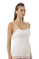 Özkan 24186 Kadın Pamuklu Likralı Süprem Dantel Kuplu İnce Askılı Atlet - Thumbnail