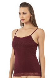 Özkan 24186 Kadın Pamuklu Likralı Süprem Dantel Kuplu İnce Askılı Atlet - Thumbnail